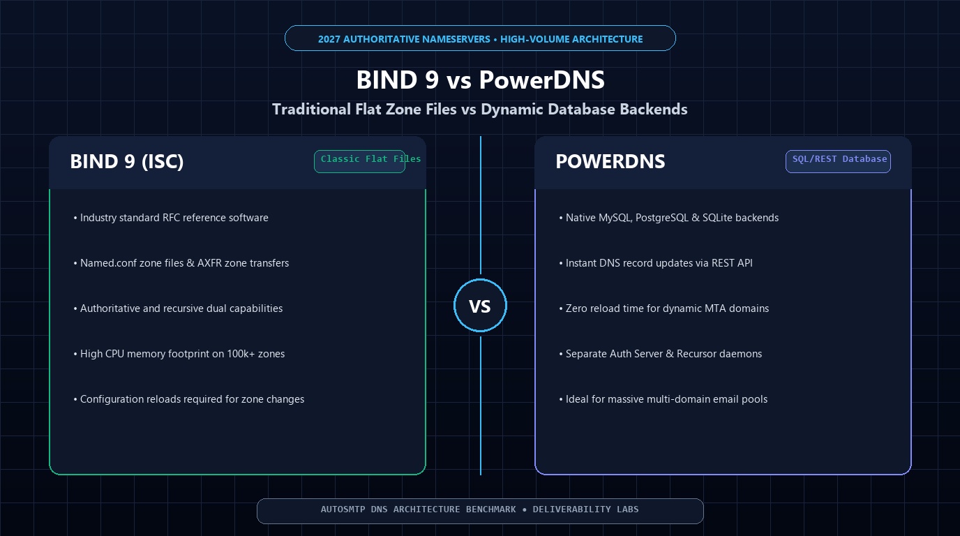 BIND 9 vs PowerDNS Authoritative Nameservers for Email 2027