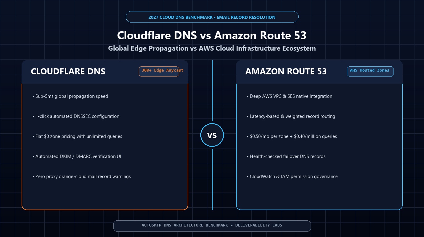 Cloudflare DNS vs Amazon Route 53 Email DNS 2027