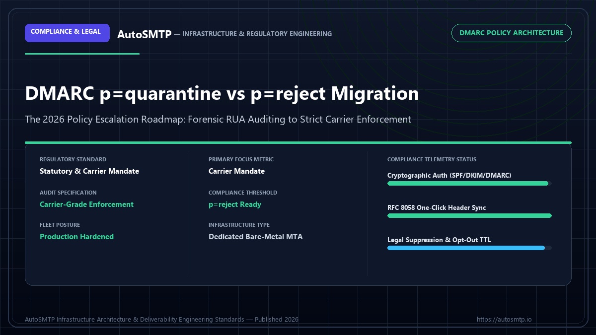 dmarc quarantine vs reject migration paths 2026 Infrastructure Compliance Standard