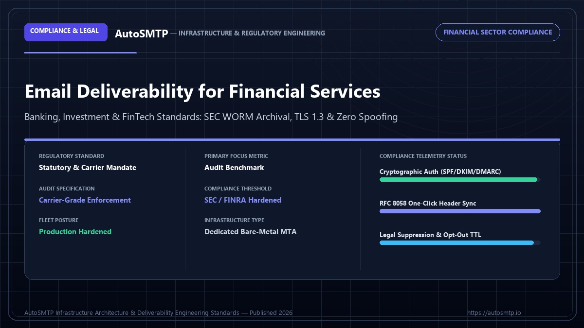 email deliverability financial services guide Infrastructure Compliance Standard