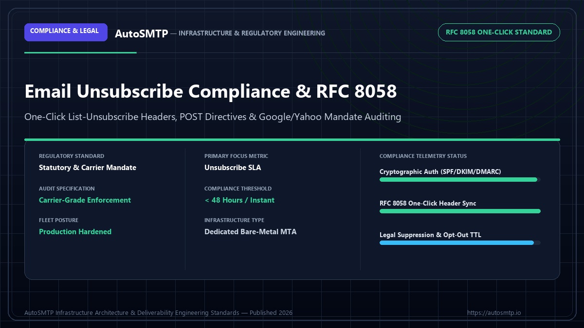 email unsubscribe compliance rfc 8058 best practices Infrastructure Compliance Standard