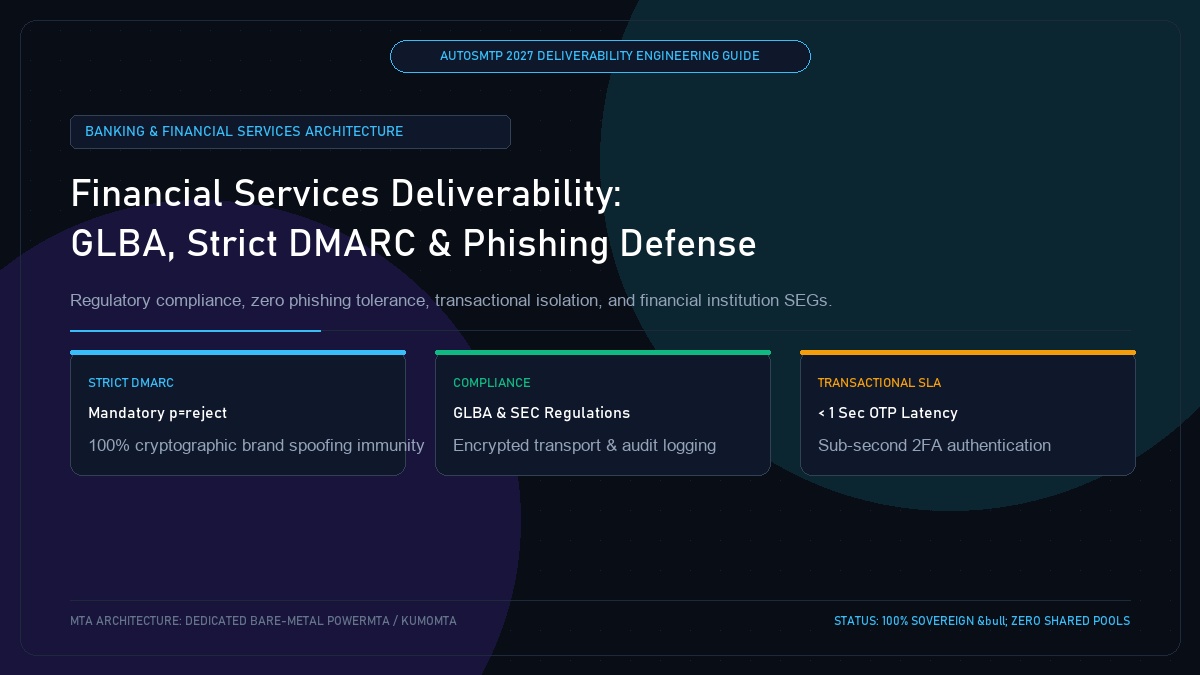 Financial Services and FinTech Email Deliverability: GLBA, Strict DMARC, and Phishing Defense