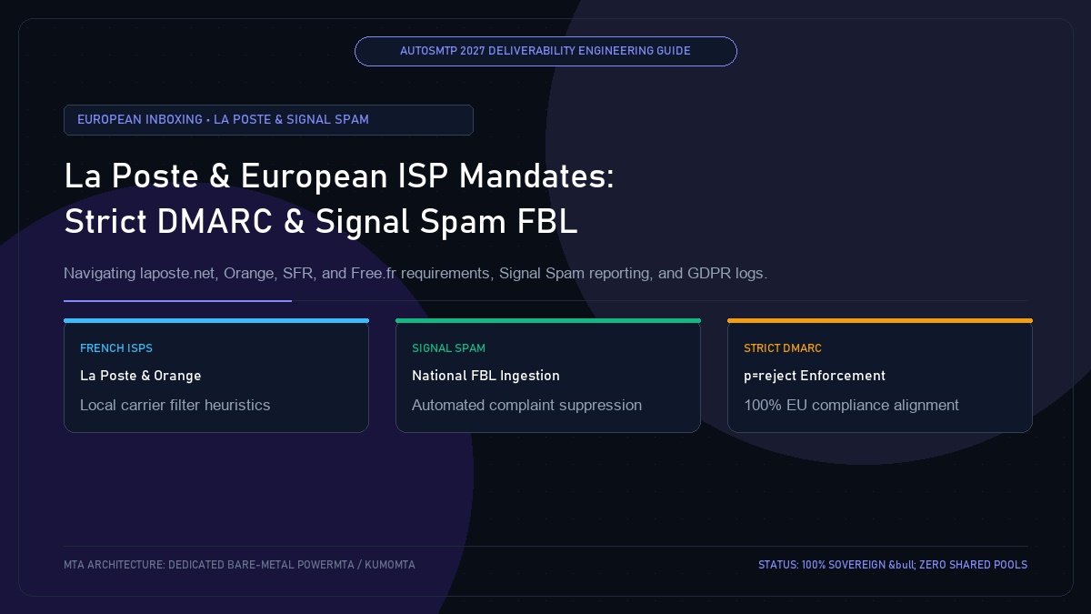 La Poste and European Mailbox Provider Mandates: Strict DMARC, Signal Spam FBL, and French Inboxing