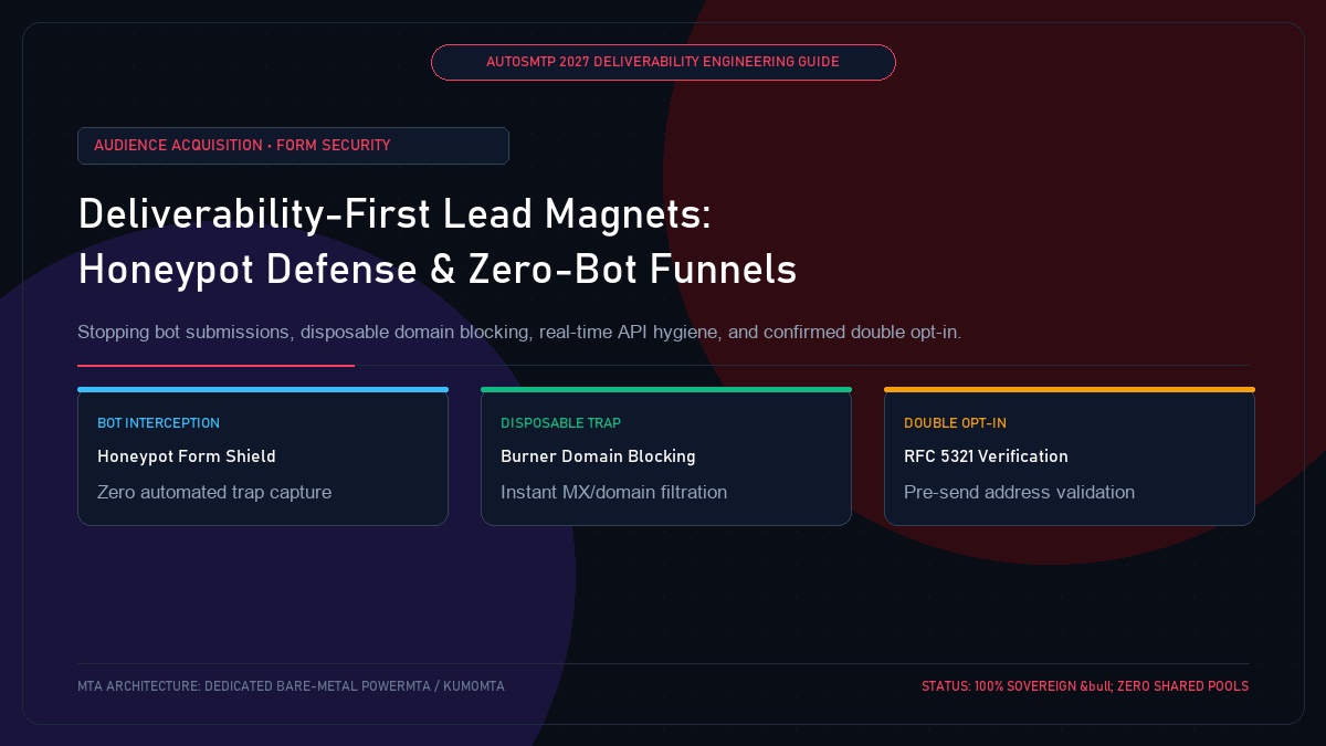 Deliverability-First Lead Magnet Architecture: Honeypot Defense and Zero-Bot Acquisition