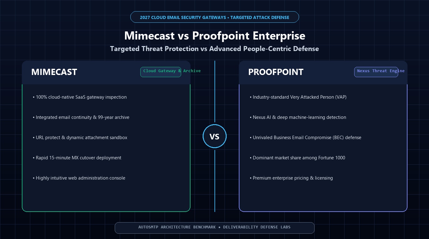 Mimecast vs Proofpoint Enterprise Cloud Security Gateway 2027
