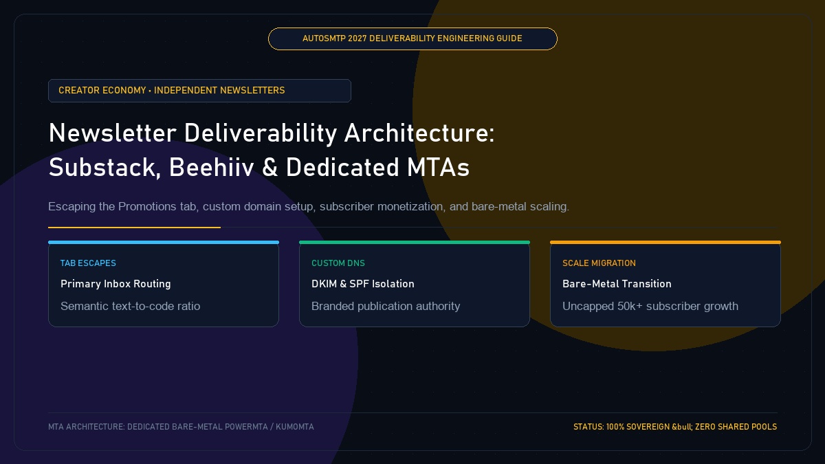 Independent Newsletter Deliverability Architecture: Substack, Beehiiv, and Dedicated MTA Engineering