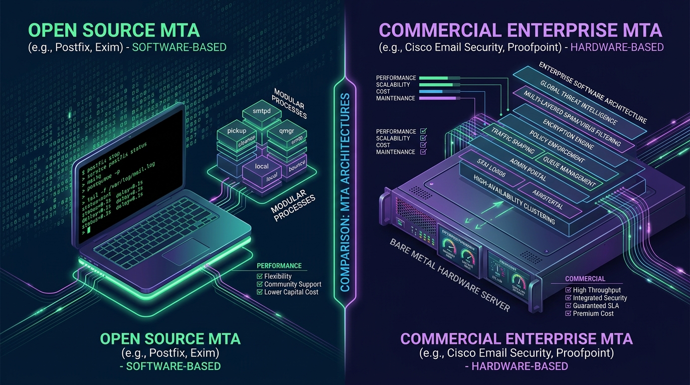 Open-Source vs Commercial MTA Software Comparison 2027
