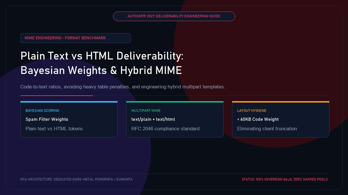 Plain Text vs HTML Email Deliverability: Bayesian Filter Weights, Code Bloat, and Hybrid MIME