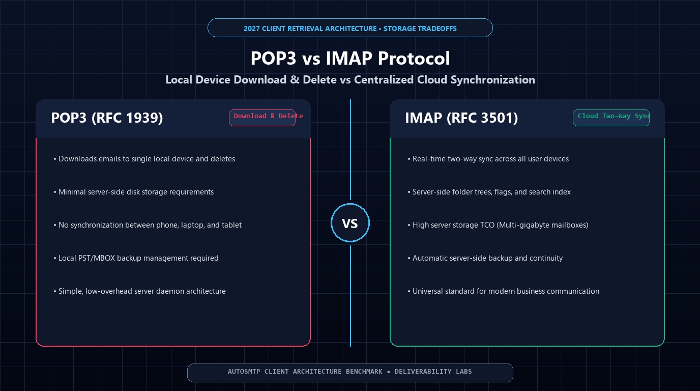 POP3 vs IMAP Email Protocol Comparison 2027