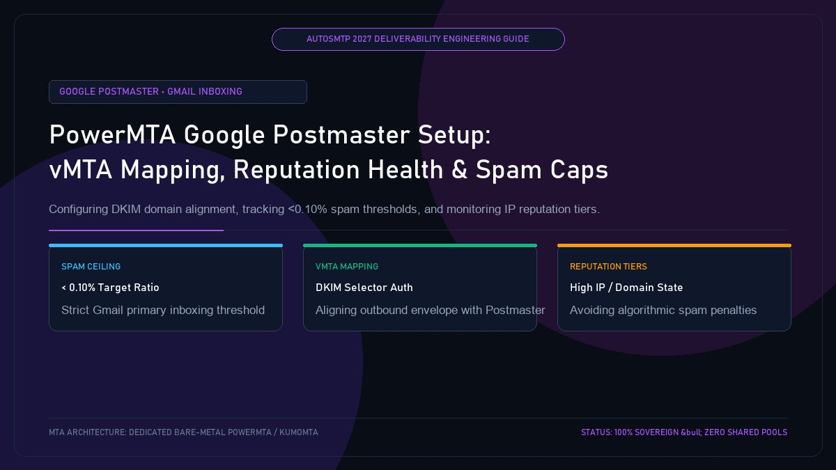 PowerMTA Google Postmaster Tools Setup: vMTA Mapping, Reputation Health and Spam Caps