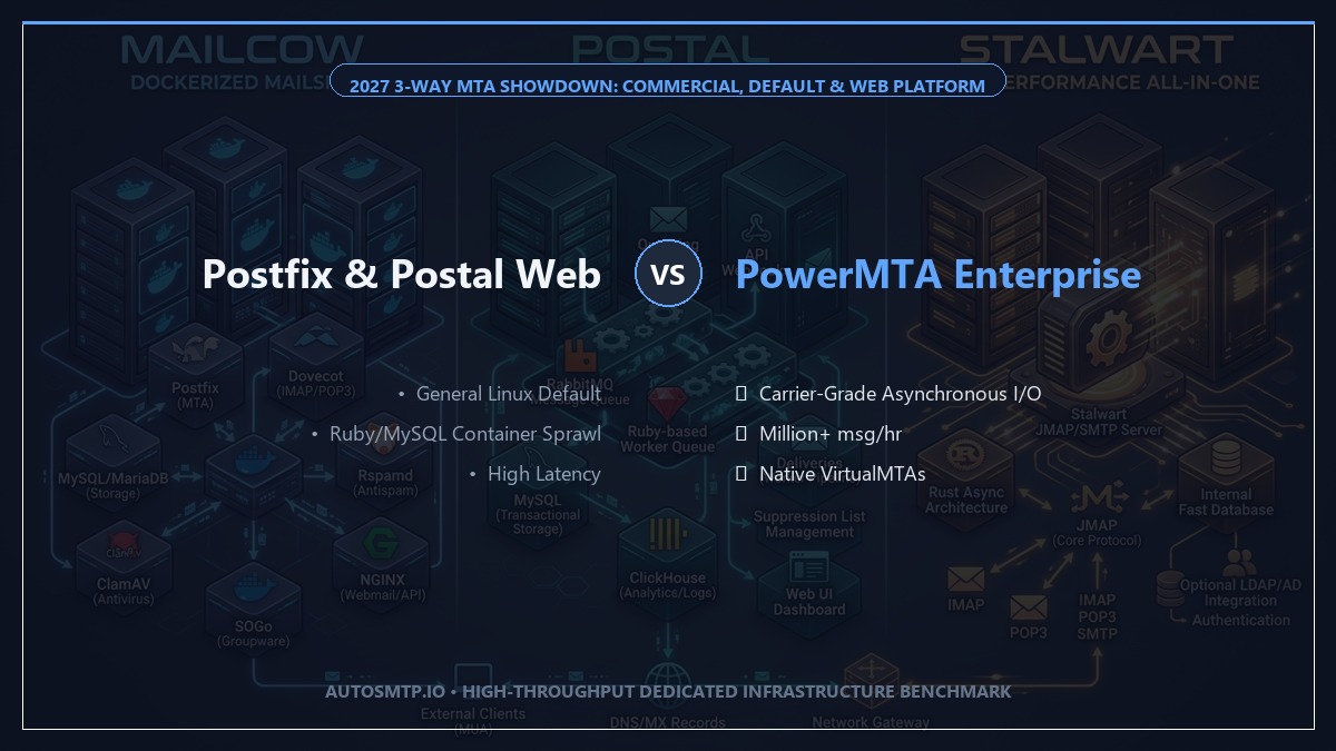 PowerMTA vs Postfix vs Postal 3-Way Showdown 2027