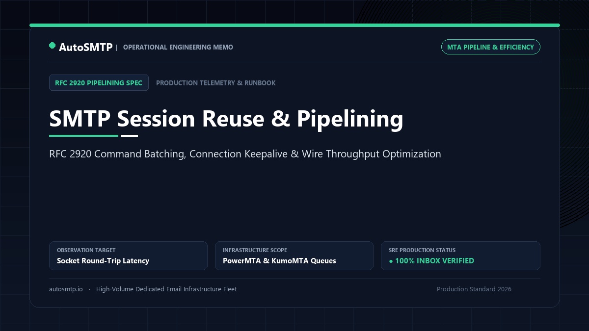 SMTP Session Reuse and Command Pipelining Wire Throughput Architecture