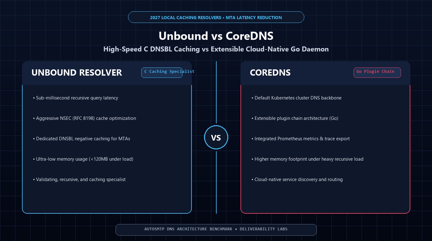 Unbound vs CoreDNS Local Caching Resolvers for MTAs 2027