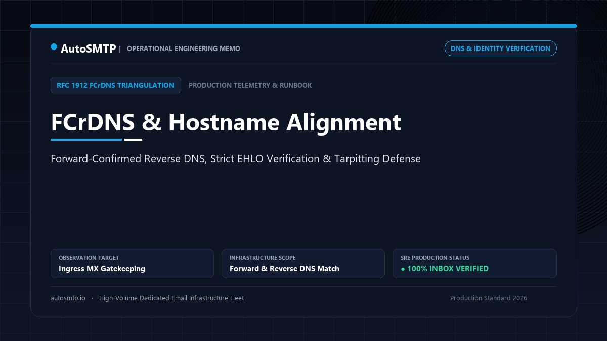 Forward-Confirmed Reverse DNS (FCrDNS) and EHLO Hostname Alignment Architecture