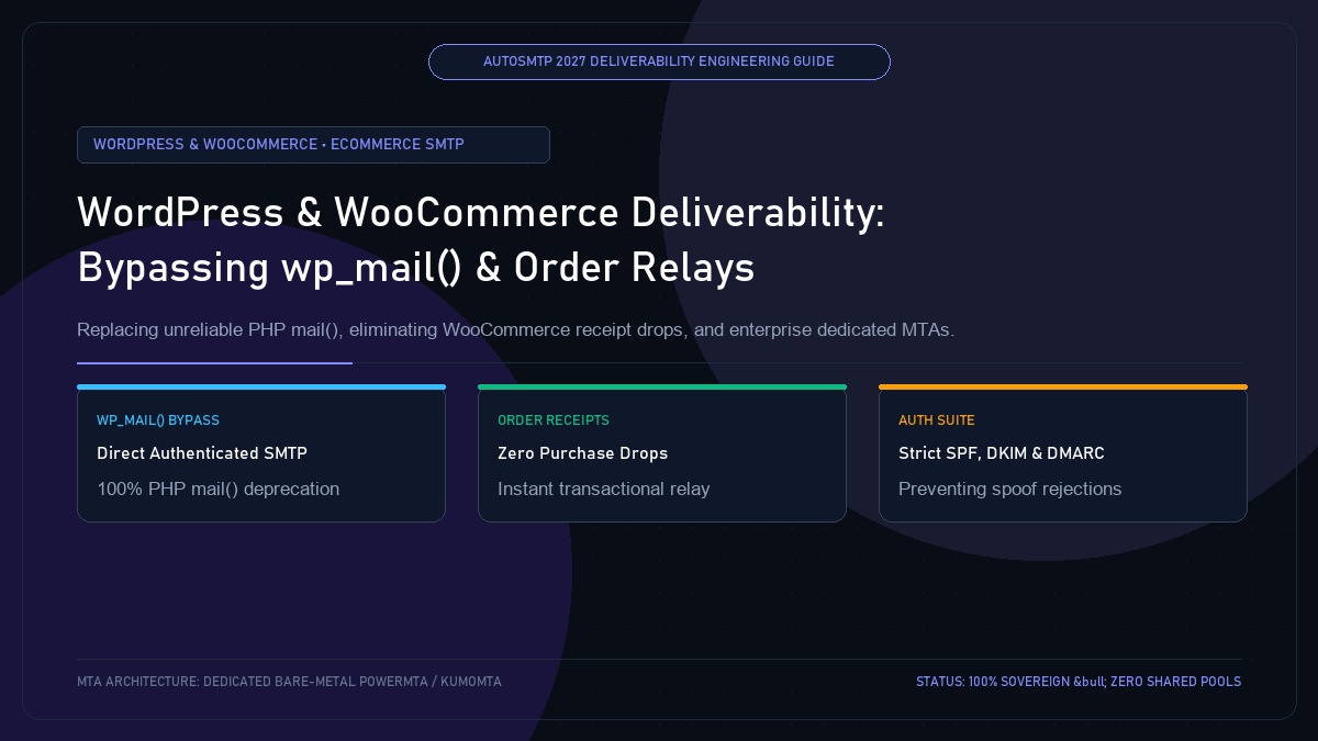 WordPress and WooCommerce Email Deliverability: Bypassing wp_mail and Dedicated SMTP Relays